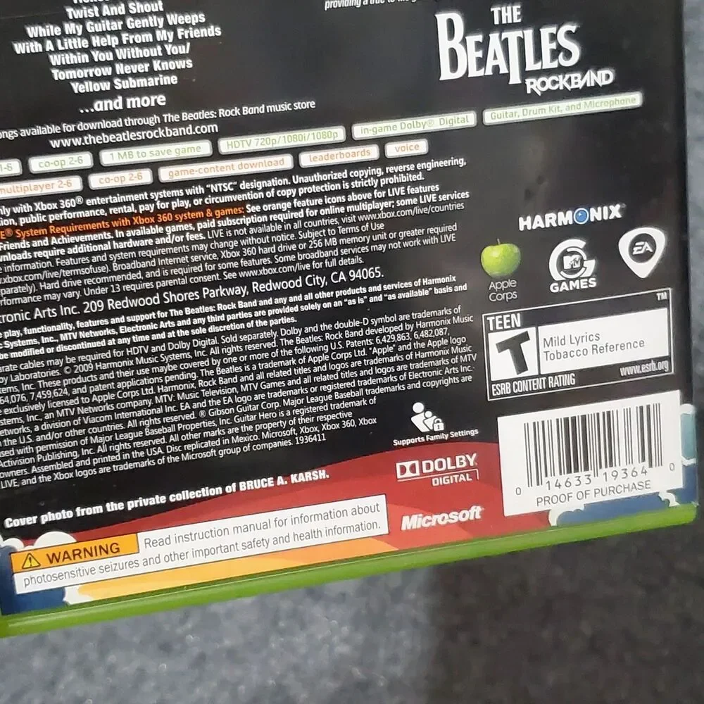 The Beatles: Rock Band (Microsoft Xbox 360, 2009) Complete w/Manual Working Vtg